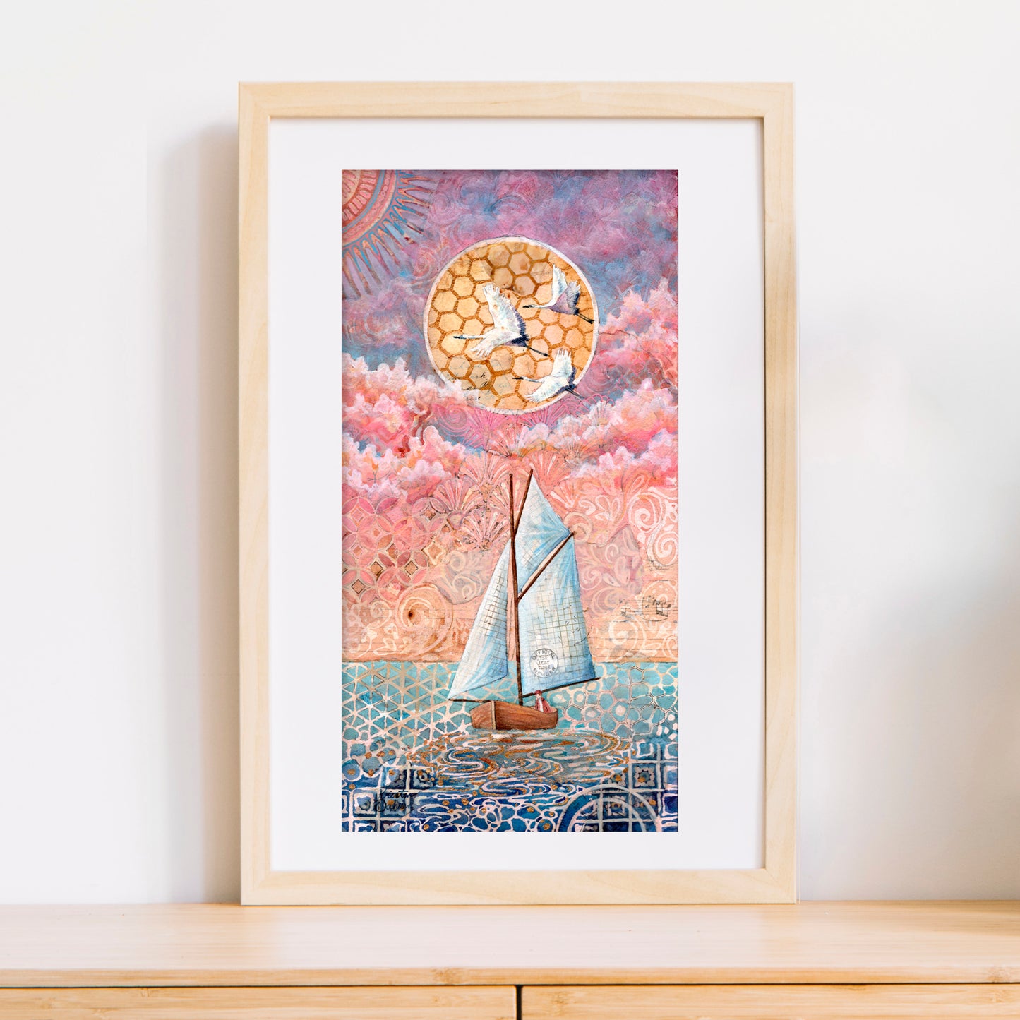 "Pink Sails" original art