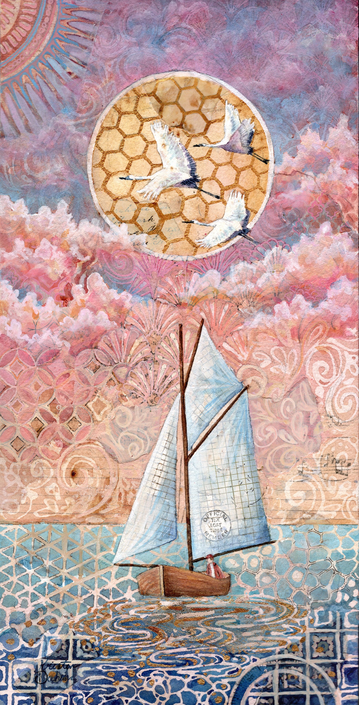 "Pink Sails" original art