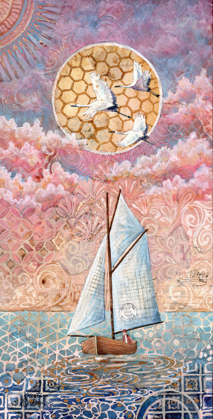 "Pink Sails" original art